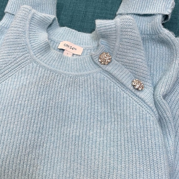 ON34th Women's Light Blue Crew Neck Sweater - Picture 1 of 2
